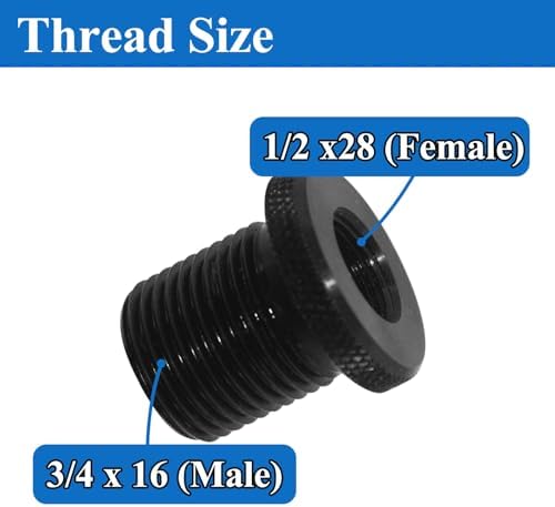 2 Pcs Knurled 1/2 x 28 to 3/4 x 16 Thread Adapters with Washers