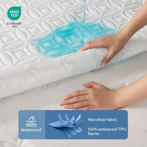 BEDLORE Waterproof Mattress Protector, Queen Size Mattress Pad Noiseless