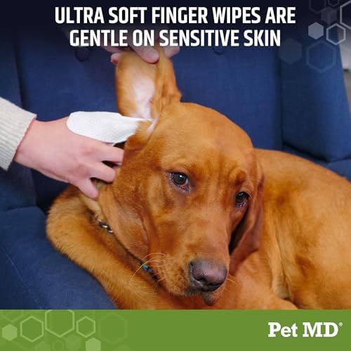 Pet MD Dog Ear Finger Wipes - with Eucalyptus & Aloe Vera for Dogs - 50 ct