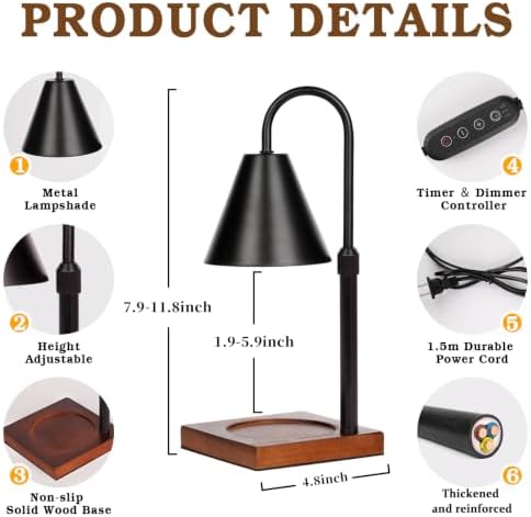 Modern Candle Warmer Lamp with Timer, Dimmable Bowl Candleholders