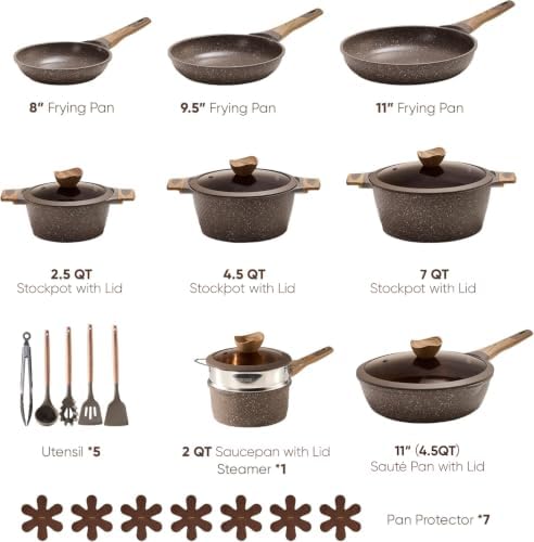 CAROTE 26pcs Pots and Pans Set Non Stick Cookware Sets