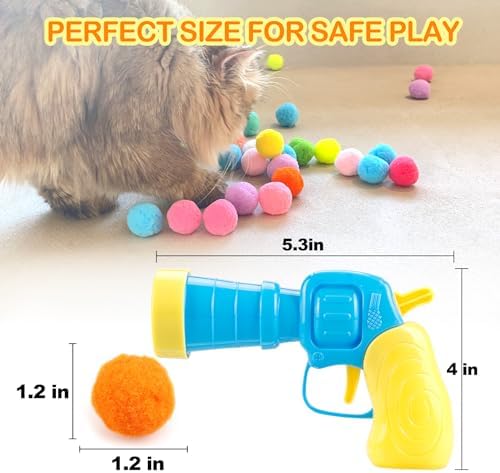 MeoHui 31Pcs Cat Ball Toy Launcher Gun, Cat Balls Fetch Cat Toys