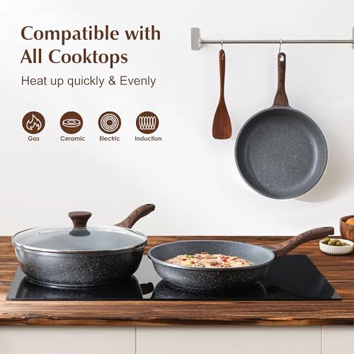 SENSARTE Nonstick Frying Pan Skillet, 9.5-inch Swiss Granite Omelette Pan