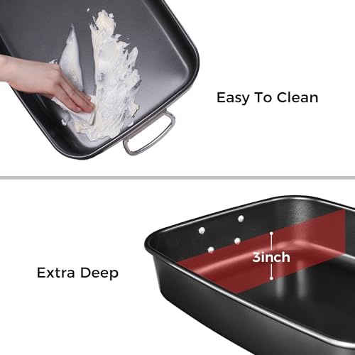 Lasagna Pan 3 Inch Deep, 15x10 Baking Pan for Oven, Nonstick Cake Baking Dish for Brownie