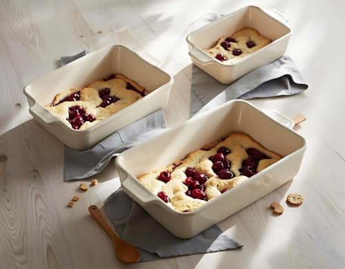 Kook Ceramic Bakeware Set, Rectangular Baking Dishes, For Casseroles, Lasagna, Cake