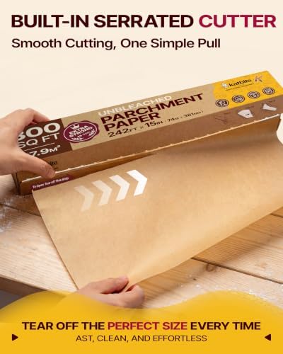 Katbite Unbleached Parchment Paper Roll, 15in x 242ft, 300 Sq.Ft