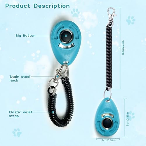 Dog Training Clicker with Sring Wrist and Keyring - Pet Dog Training Clickers for Puppy