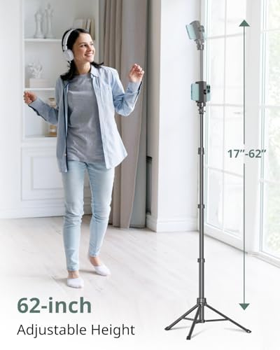 SENSYNE 62" Phone Tripod, Extendable Selfie Stick with Wireless Remote