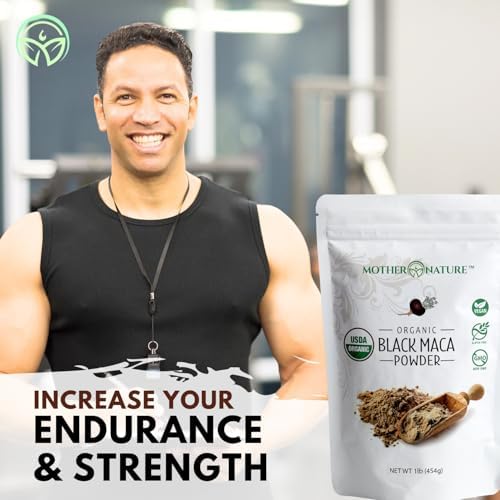 MNO Organic Raw Black Maca Root Powder, Peruvian, Energy & Endurance, 16oz