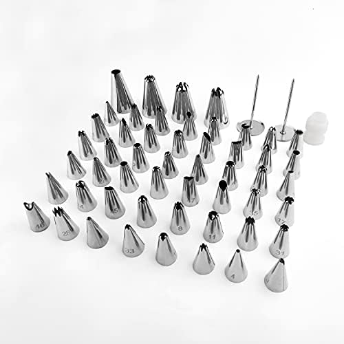 FIVETASCake Decorating kit for Beginners-52 Numbered Icing Tips with Pattern Chart