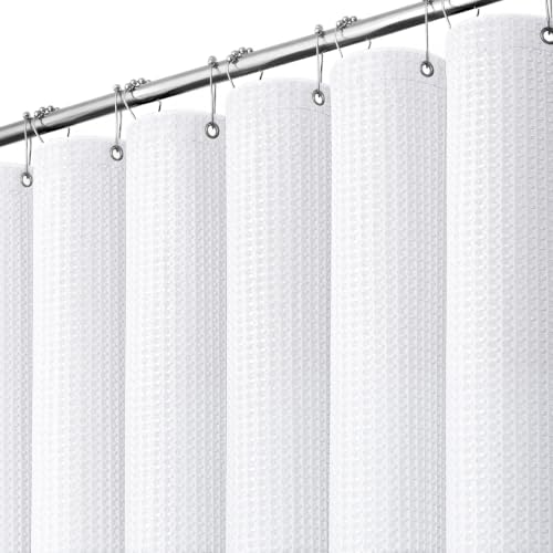 Waffle Shower Curtain 256 GSM Heavy Duty Fabric 72"x72" White