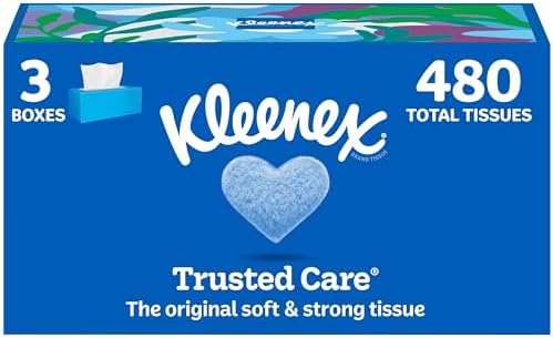 Kleenex Trusted Care Facial Tissues, 3 Flat Boxes, 160 Tissues per Box