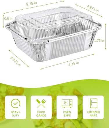 110 Pack 5x4 Disposable Small Aluminum Pans with Dome Lids