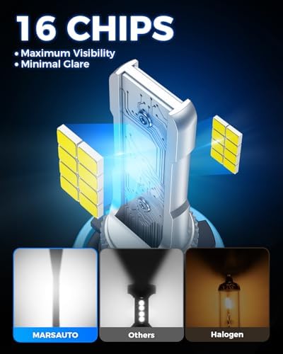 Marsauto H11/H8 LED Fog Light Bulb, 10000 Lumens 6000K White H11 LED Bulb