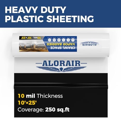 ALORAIR 10 mil Crawl Space Vapor Barrier 10' x 25' Plastic Sheeting