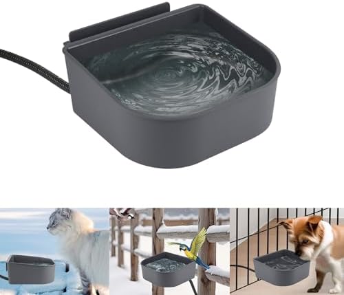 NAMSAN Small Heated Water Bowl for Cats Outdoor, 1L Heated Dog Bowl