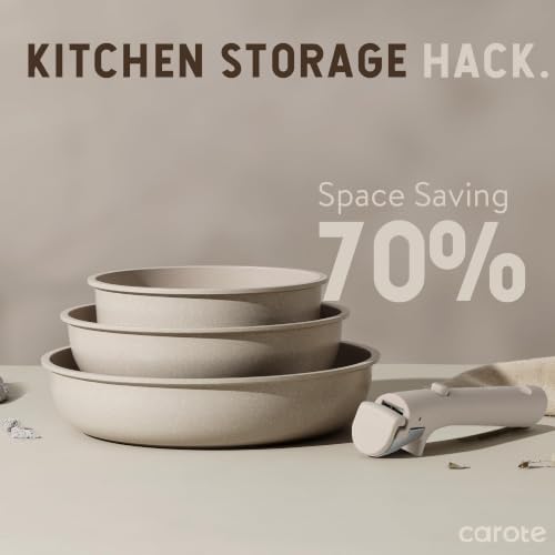 CAROTE 21pcs Pots and Pans Set Non Stick, Detachable Handle Cookware Sets