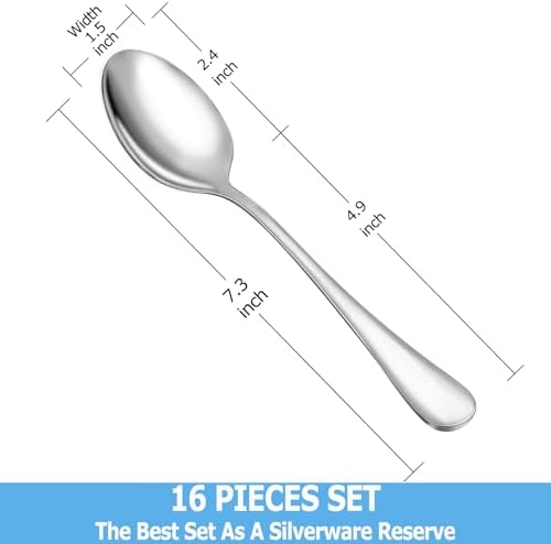 Dinner Spoon Set,16 Pcs 7.3" Tablespoons,Premium Food Grade Stainless Steel Spoons