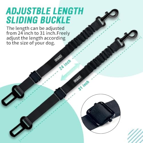 COOYOO Dog Seat Belt, Durability Retractable Dog Car Harness Adjustable Dog Seat Belt for