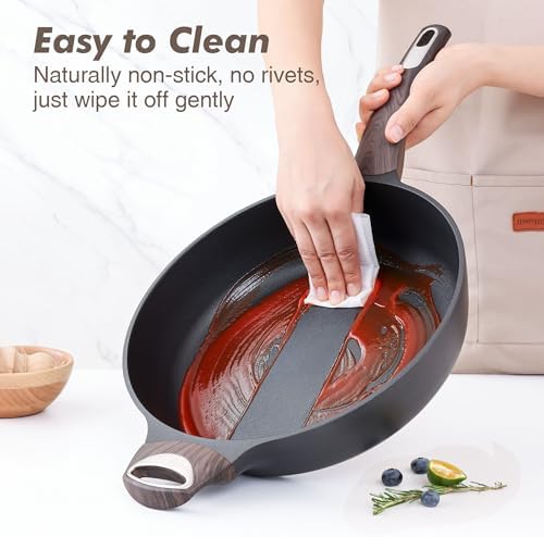 SENSARTE Nonstick Frying Pan Skillet with Lid, 12 Inch Large Deep Frying Pan