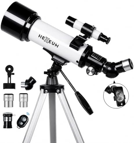 Telescope for Kids, 70mm/500mm AZ Refractor for Beginners, White