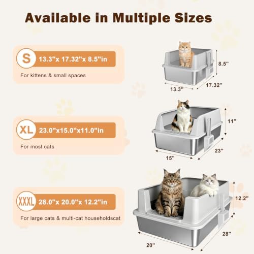 AIPERRO Stainless Steel Litter Box with Lid