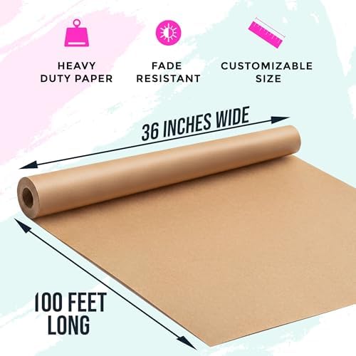 Large Brown Kraft Paper Roll - 36" x 1200" (100 ft) - Made in USA
