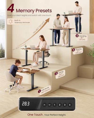 VASAGLE Standing Desk, 48x24 Inch Electric Adjustable Desk, 30-Min Assembly