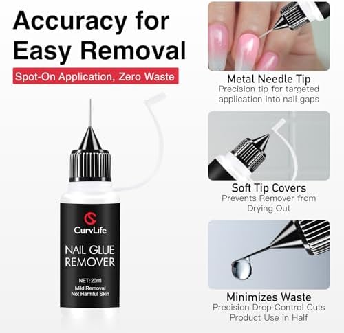 Curvlife 20ml Pinpoint Nail Glue Remover for Press on