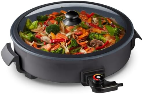 DASH Family Size Electric Skillet with Lid, 6-Quart Ceramic, Forged Iron
