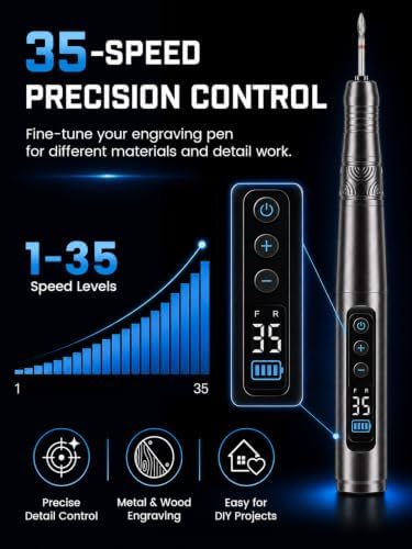 AlgoLaser Cordless Engraving Pen Kit - 35 Speed - 35,000 RPM Motor, 46 Bits