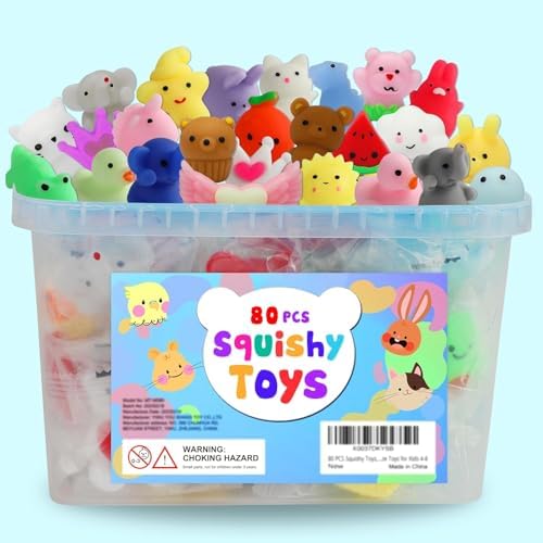 80 Pcs Party Favors for Kids 4-8, Kawaii Squishies Mochi Squishy Toys Bulk