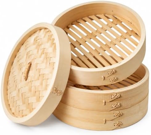 Joyce Chen 2-Tier Bamboo Steamer Baskets, 10-Inch