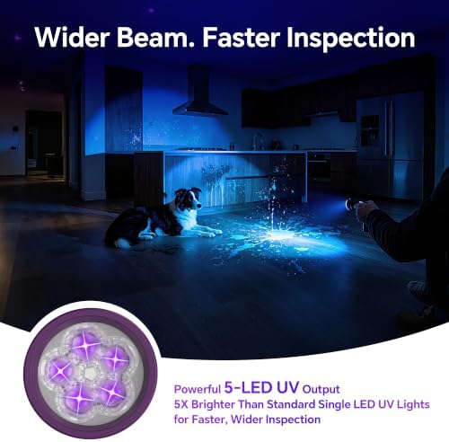 365nm 5xLED Blacklight UV Flashlight Rechargeable Powerful UV Light