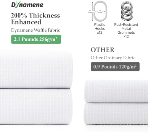 Waffle Shower Curtain 256 GSM Heavy Duty Fabric 72"x72" White