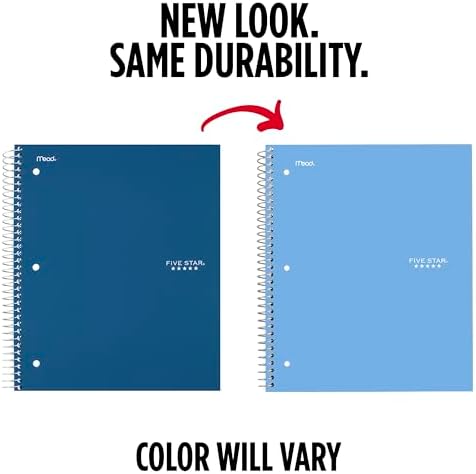 Five Star Spiral Notebook + Study App, 1 Subject, College Ruled 8.5" x 11" Paper