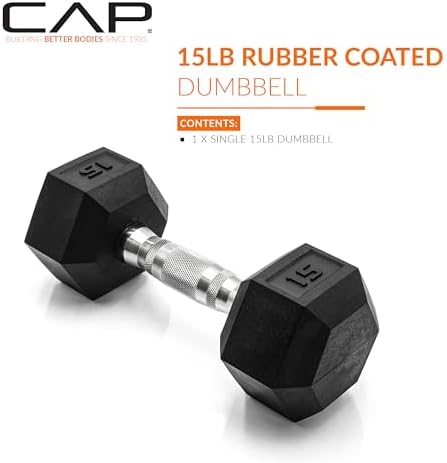 CAP Rubber Coated Dumbbell Weights, Free Weights for Home Gym Strength Training