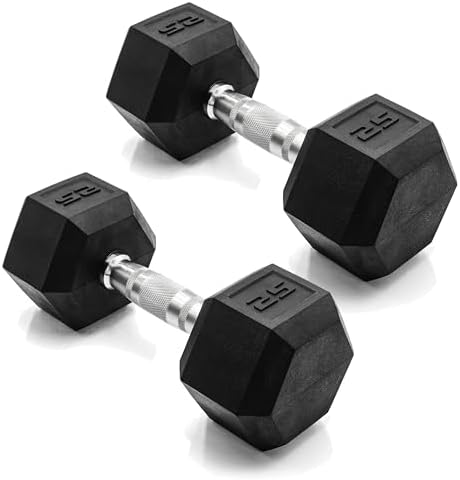 CAP Rubber Coated Dumbbell Weights, Free Weights for Home Gym Strength Training