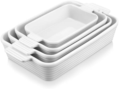 MALACASA Casserole Dishes for Oven, Porcelain Baking Dish Set of 4