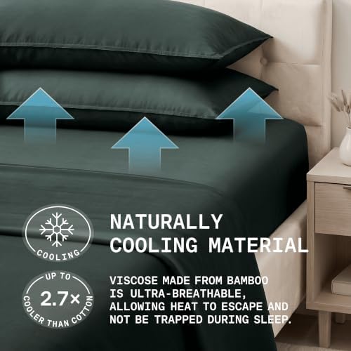 TRUE BAMBOO Sheets Set Queen Size - Silky Soft & Cooling - Dark Gray