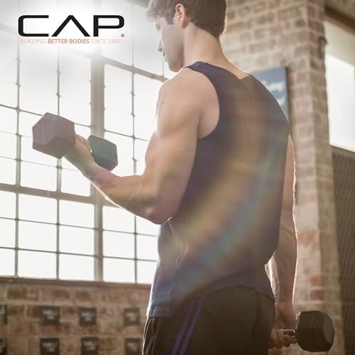 CAP Rubber Coated Dumbbell Weights, Free Weights for Home Gym Strength Training