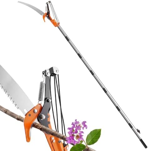 Walensee 10FT Pole Saw for Tree Trimming, Manual Pruner with Saw & Shears
