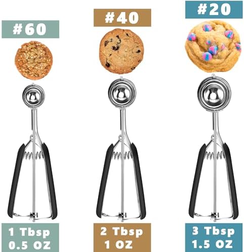 Cookie Scoop Set, Include 1 Tbsp/2 Tbsp/3 Tbsp, Cookie Dough Scoop