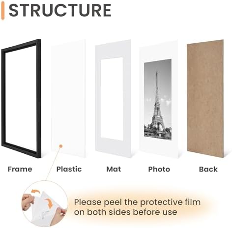 upsimples 11x14 Picture Frame, Gallery Wall Frames Set of 5, Black