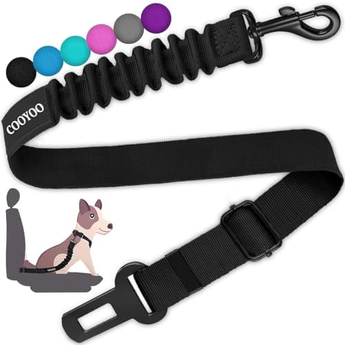 COOYOO Dog Seat Belt, Durability Retractable Dog Car Harness Adjustable Dog Seat Belt for