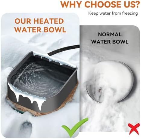NAMSAN Small Heated Water Bowl for Cats Outdoor, 1L Heated Dog Bowl
