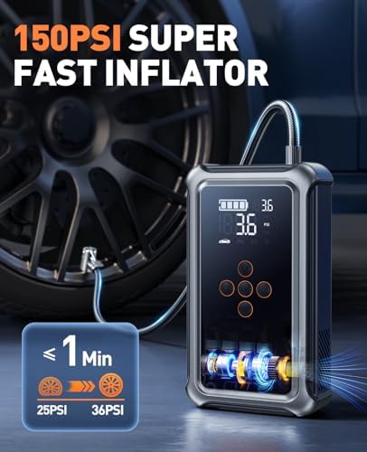 Car Battery Jump Starter with Air Compressor 6000A 150PSI