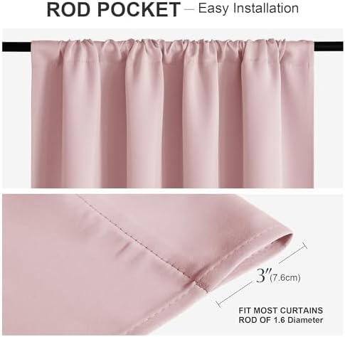 PONY DANCE Blush Pink Blackout Curtains 84 Inches Long 2 Panels for Nursery