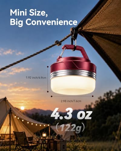 Camping Lantern, USB-C Rechargeable Magnetic Light, Red
