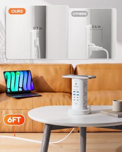 Power Strip Tower Surge Protector with 9 AC Outlets 8 USB (4 USB C)